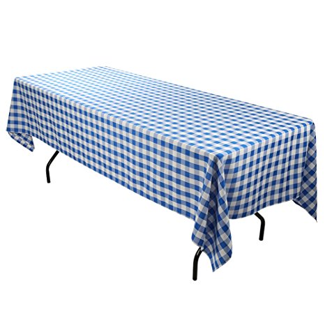 E-TEX 60x126-Inch Polyester Rectangular Tablecloth Blue & White Checker