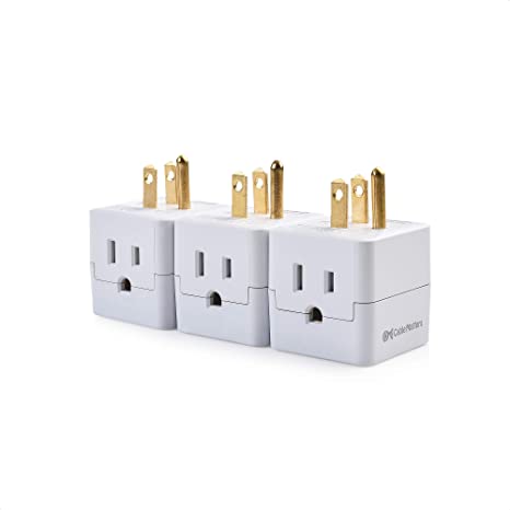 Cable Matters 3-Pack Grounded Power Cube 3 Outlet Adapter in White