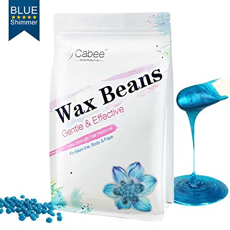 Hard Wax Beans for Waxing - Painless Wax Beads Depilatory for Wax Warmer Kit - Stripless Brazilian Bikini for Women and Men (1lb, Blue,Chamomile)