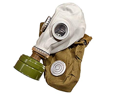 GP-5 Original Soviet Civilian Protective Gas Mask (activated Charcoal filter and bag included) (Large, white)