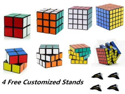 D-FantiX Shengshou Speed Cube 2x2 3x3 4x4 5x5 Bundle Magic Cube Puzzle Set of 4 Black