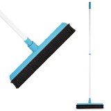 Rubber Broom - Soft Natural Rubber Bristles with Built-in Squeegee Edge with Telescopic Rod Adjustable - Water Resistant - Perfect for CatDog Hair