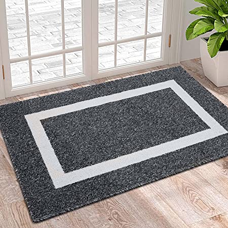 OLANLY Indoor Door Mat, 20x32, Non-Slip Absorbent Resist Dirt Entrance Rug, Machine Washable Low-Profile Inside Entry Door Rugs for Entryway, Black