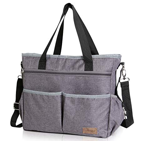 Lifewit Changing Bag Shoulder, Baby Nappy Bag, Diaper Bag with Stroller Straps, Baby Nappy Changing Diaper Tote Bag, Messenger Large Capacity Tote Bags for Women Baby (Grey)