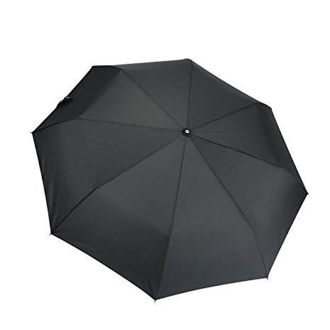 Mooxury Travel Umbrella with Teflon Coating, Windproof, Reinforced Canopy, Auto Open Close - Black