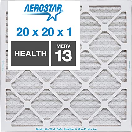 Aerostar 20x20x1 MERV 13, MAX Allergen Protection Air Filter for a Healthy Home, 20x20x1, Box of 4, Made in The USA