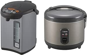 Zojirushi CD-WCC30 Micom Water Boiler & Warmer, Silver & NS-RPC10HM Rice Cooker and Warmer, 5.5-Cup (Uncooked), Metallic Gray