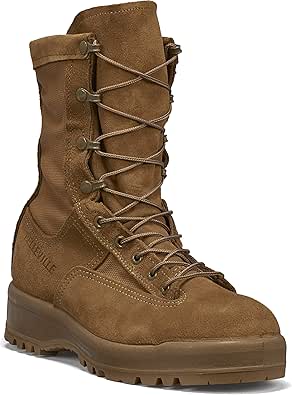 Belleville C790 8” Waterproof Flight and Combat Boots for Men - AR 670-1/AFI 36-2903 Army/Air Force Flight Approved Coyote Brown with Vibram Sierra Outsole; Berry Compliant