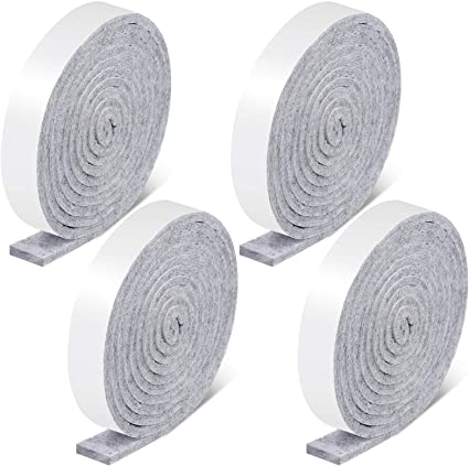 4 Rolls 1/2 x 60 Inch Self-Stick Heavy Duty Felt Strips Self Adhesive Felt Tapes Polyester Felt Strip Rolls for Protecting Furniture and Freedom DIY Adhesive, 240 x 0.5 x 0.12 Inches (Light Grey)