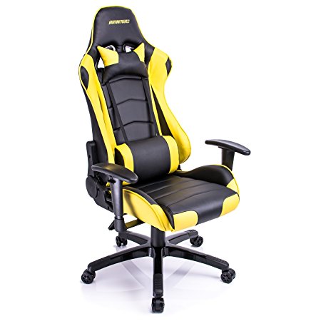 Adjustable Gaming Chair Ergonomic Racing Style High-back Swivel Chair by Aminiture (Yellow)