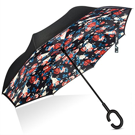 Inverted Double Layer Windproof UV Protection Reverse folding Rain Umbrellas for Men and Women