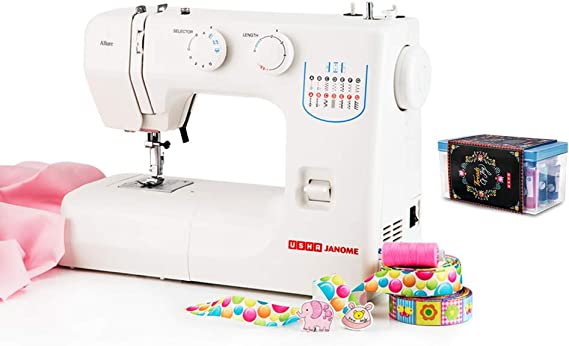 Usha Janome Allure Automatic Zig-Zag Electric Sewing Machine with 21 Stitch Function (White) with Free Sewing KIT Worth RS 500