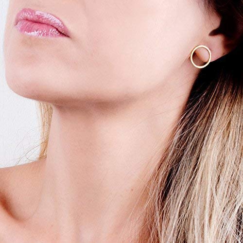 Dainty Gold Circle Earrings - Minimal Small Open Circle Stud Posts - Designer Handmade