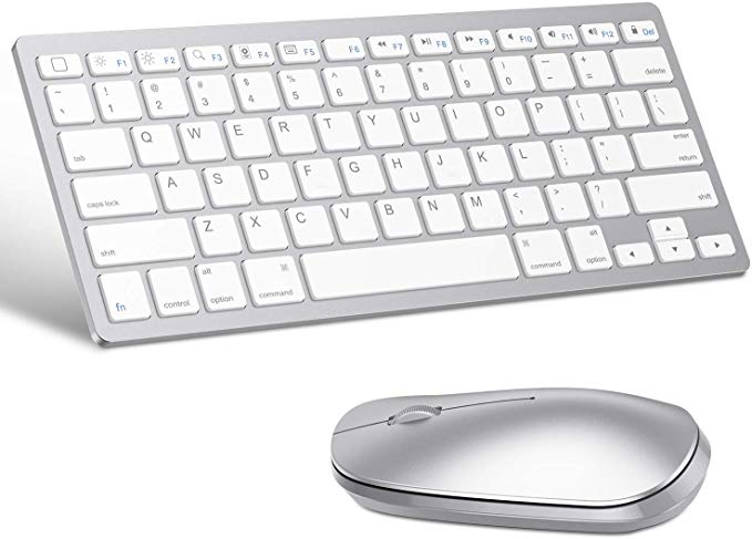 OMOTON Bluetooth Keyboard and Mouse for iPad and iPhone (iPadOS 13 / iOS 13 and Above), Compatible with New iPad 10.2, iPad Pro 12.9/11.0, iPad Mini 5, and Other Bluetooth Enabled Devices, Silver