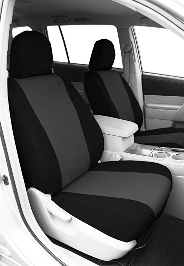 CalTrend Front Row Bucket Custom Fit Seat Cover for Select Toyota 4Runner Models - DuraPlus (Charcoal Insert and Black Trim)