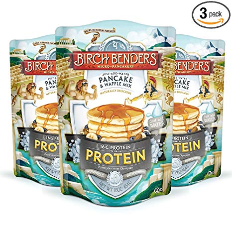 Performance Protein Pancake and Waffle Mix with Whey Protein by Birch Benders, 16 Grams Protein Per Serving, Non-GMO Verified, 48 Ounce (16oz 3-pack)