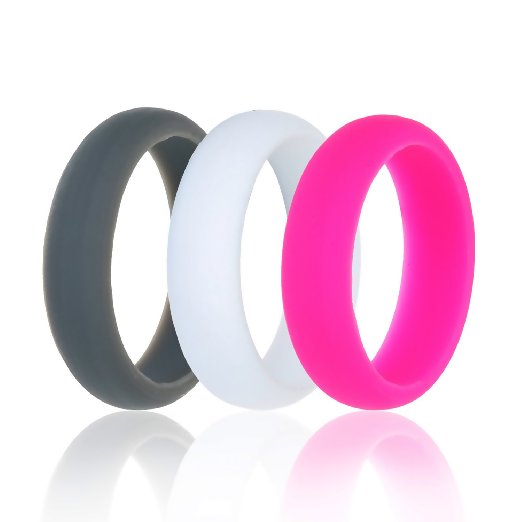Women Man Silicone Wedding Band Ring Yemo Superior Comfort Style Safety Sturdy and Fashion 3 Rings Pack  6mm Wide Made of Black Hypoallergenic Medical Grade Silicone For Action Sport