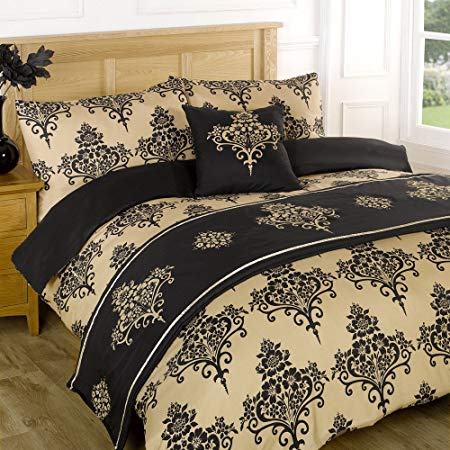 Dreamscene Soft Touch Bed In A Bag Complete Set With Pillowcases Complete Bedding Set, Double, Gold and Black