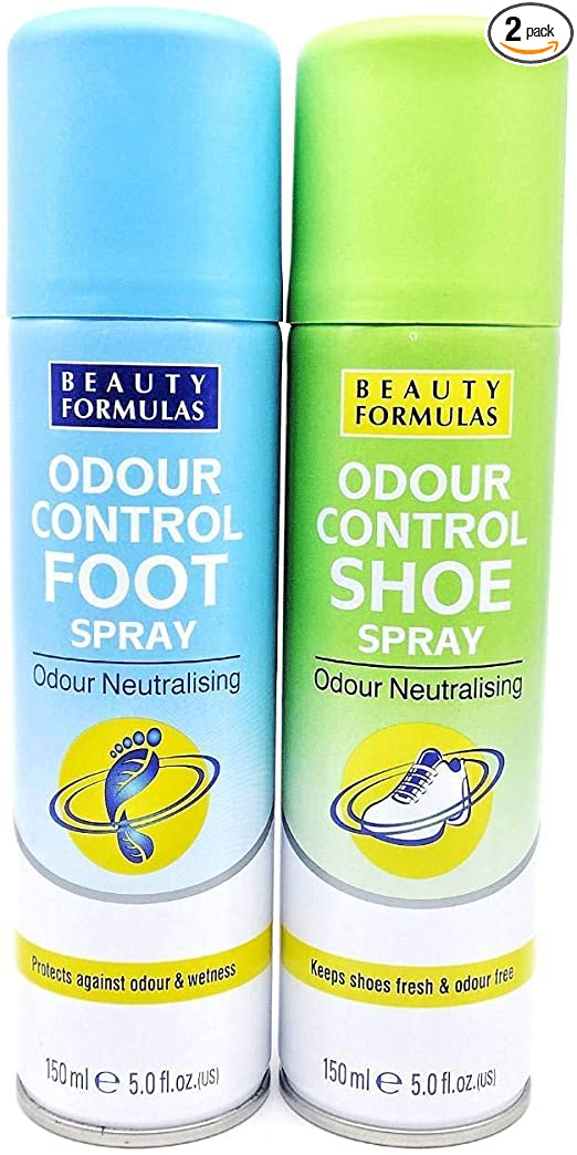 Beauty Formulas Odour Control Shoe Spray & Foot Spray, 150ml Cans. Antibacterial & Anti-fungal
