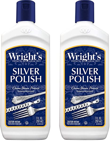 Wright's Silver Cleaner and Polish - 7 Ounce (2 Pack) Ammonia-Free - Use on Silver, Jewelry, Antique Silver