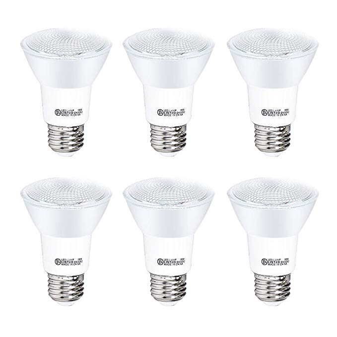 YGS-Tech 6 Pack PAR20 LED Light Bulb, 7W Dimmable Flood Bulbs (50W Equivalent), 3000K Warm White, CRI80 , 500 Lumens, E26 Base, 25,000 HRS, Indoor/Outdoor - UL Listed