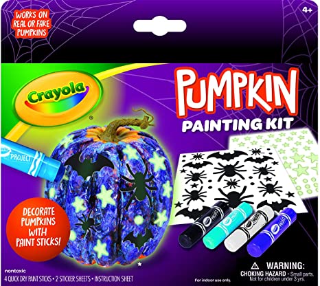 Crayola Galaxy No Carve Pumpkin Decorating Kit, Less Mess Kids Paint Set, Glow in The Dark Stickers