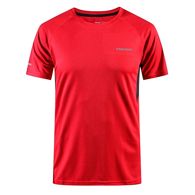 YAWHO Men's Quick Dry Breathable Short Sleeve Sport T-Shirt Training Fitness Tee Shirt Pack of 1 to 4