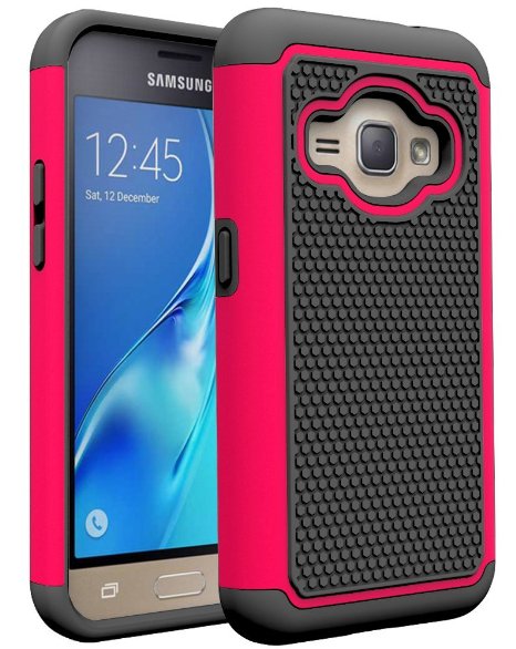 J1 2016 Case, Samsung Galaxy Amp 2 Case, Samsung Galaxy Express 3 Case, kaesar Slim Hybrid Dual Layer Armor Defender Protective Case Cover for Samsung Galaxy J1 2016 / Amp 2 / Express 3 - Pink