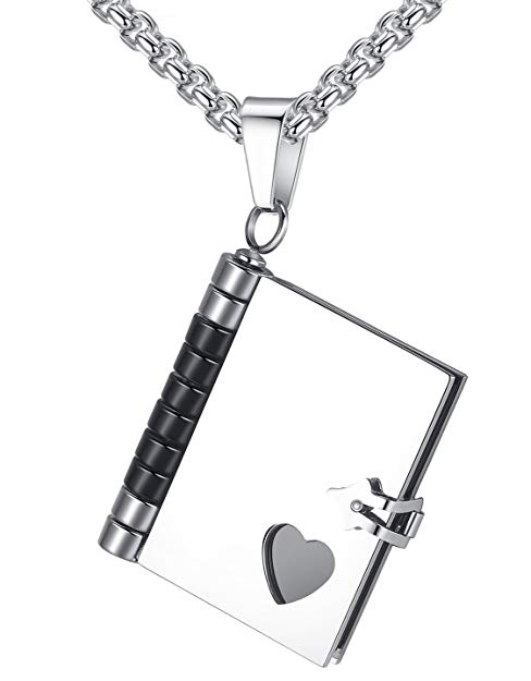 LineAve Stainless Steel Love Notebook Pendant Necklace, Unisex, 23"   2" Ext, 7c0049