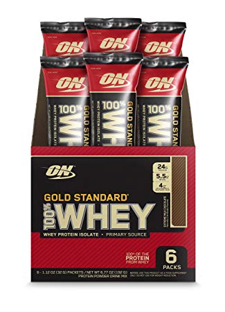 OPTIMUM NUTRITION GOLD STANDARD 100% Whey Protein Powder Individual Stick Packs, Extreme Milk Chocolate, 6 Count