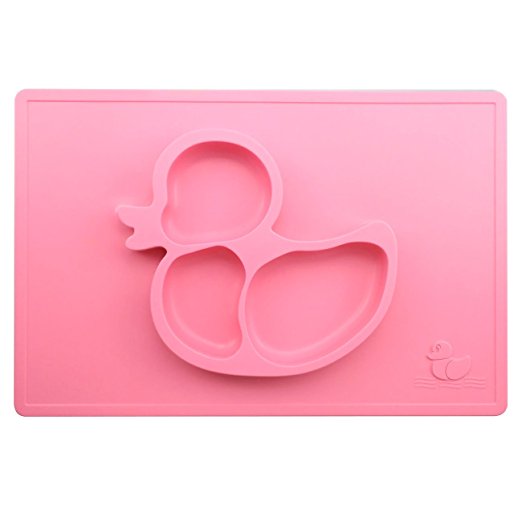 Silicone Child Placemat, Silivo 15"X10" Large Baby Feeding Mat (Pink)