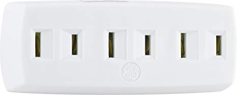 GE 67507 3 Adapter Wall Tap, Extender, 2 Prong, Polarized Outlet, Indoor Rated, UL Listed, White, 54192, 1 Pack,