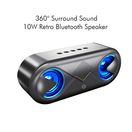 Xmate Volt Bluetooth Speaker with 10W Speakers, Portable Wireless Speakers with Bluetooth 5.0, Subwoofer, Up to 10 Hours of Music Playtime, Aux/TF Card/USB Support for All Smartphones (Black)