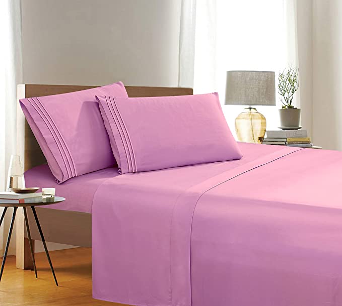 1500 Thread Count Wrinkle & Fade Resistant Egyptian Quality 4-Piece Bed Sheet Set Ultra Soft Luxurious Bed Sheet Set Includes Flat Sheet, Fitted Sheet and 2 Pillowcases