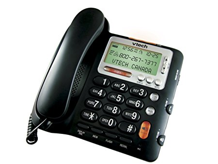 VTech CD1281 Corded Big Button Telephone with Volume Boost and Caller ID (Black)