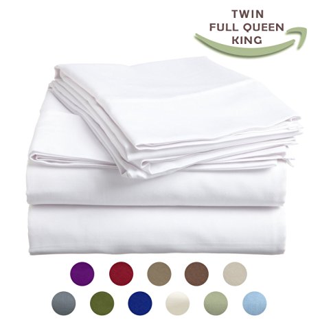 High Strength Natural Bamboo Fiber Yarns Egyptian Comfort 1800 Thread Count 3 Piece Twin Size Sheet Set, White