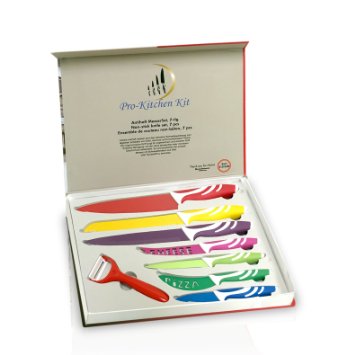 Colorful Knife Set. Colorful Stainless Steel Knife Sets, Super Easy Clean Modern Blades, Nice Non-Stick Cutlery. 8 Pieces. Premium Knife Set Gift Box.