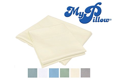 MyPillow 100% Egyptian Giza 88 Cotton Bed Sheet Set with Pillow Cases, Full, Ivory