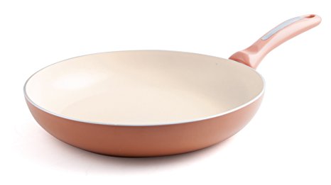 Essenso Lazio Enameled Nonstick Ceramic Frying Pan 9.4”, PTFE / PFOA Free, Orange Salmon Pink Peach