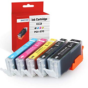 SMARTOMI 5PK PGI-570 XL CLI-571 XL Compatible Ink Cartridges Multi-Pack Canon pgi-570 Black cli-571 CMY Ink for used with CANON Pixma MG5750 MG5751 MG5752 MG5753 MG6851 MG6850 MG7750 Series Printers
