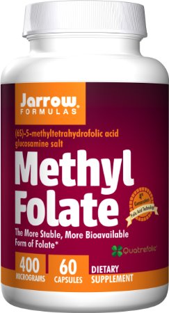 Jarrow Formulas Methyl Folate 5-MTHF, Supports Brain, Memory, Cardiovascular Health, 400 Mcg, 60 Caps