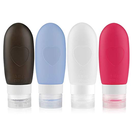 Leak Proof Travel Bottles, SAOYA Refillable Silicone Travel Containers,Travel Accessories for Carry On Luggage, Perfect for Liquid Toiletries (3oz,2oz)