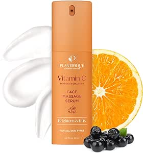 Plantifique Vitamin C Serum Korean for Gua Sha Massage, with Collagen and Peptides - Hydrating Anti-Aging Face Serum - Dark-Spot Facial Serum, Korean Skin Care for All Skin Types, 30 ml/1.01 oz