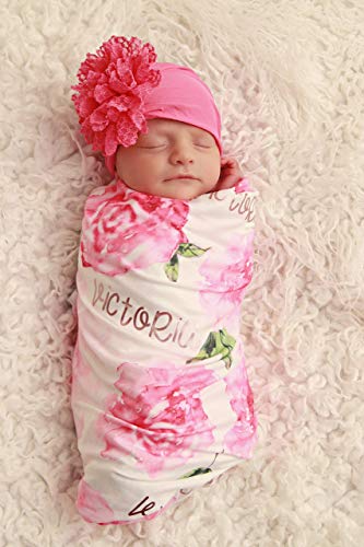 Personalized Baby Blanket and Headband Set Personalized Swaddle Blanket Baby Girl Receiving Blanket Monogram Baby Blanket Baby Girl Blanket