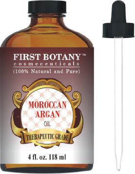 Moroccan Organic Argan Oil For Hair, Skin, Face, Nails, Cuticles & Beard 4 fl. oz. - Best Anti-Aging, Anti-Wrinkle, Triple Extra Virgin & Cold Pressed Moisturizer