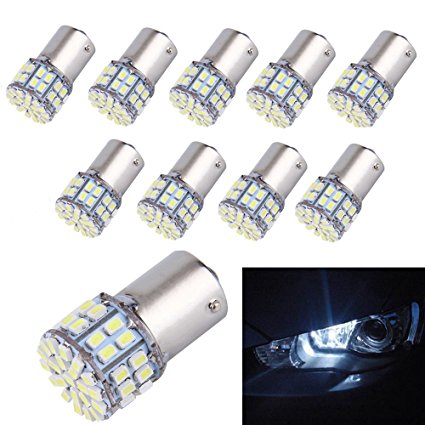 10-Pack Super Bright 1156 1141 1003 50-SMD White LED Bulbs For Car Rear Turn Signal lights Interior RV Camper