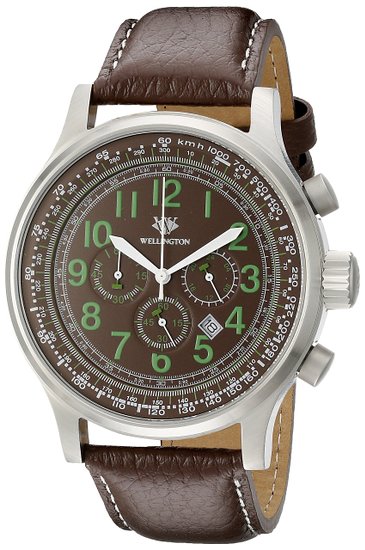 Wellington Men's Quartz Watch with Brown Dial Chronograph Display and Brown Stainless Steel Bracelet WN302-195