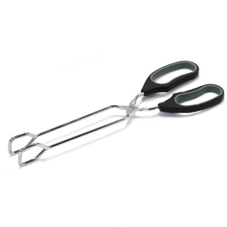 Chef Craft 21591 1-Piece Tongs with Straight Working Ends, Black, 12-Inch