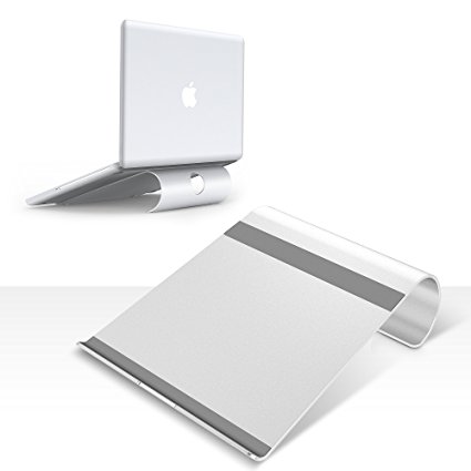 Laptop Stand, OMOTON Solid Aluminium Laptop Notebooks Desktop Mount Stand, Fit for Macbook and Laptops up to 15.4 inch, Silver