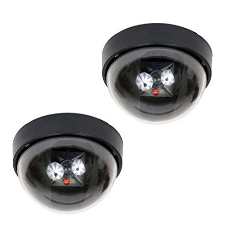VideoSecu 2 Dummy Fake Imitation Dome Security Cameras with Flashing Light LED Home CCTV Simulated Surveillance Cameras 1RM